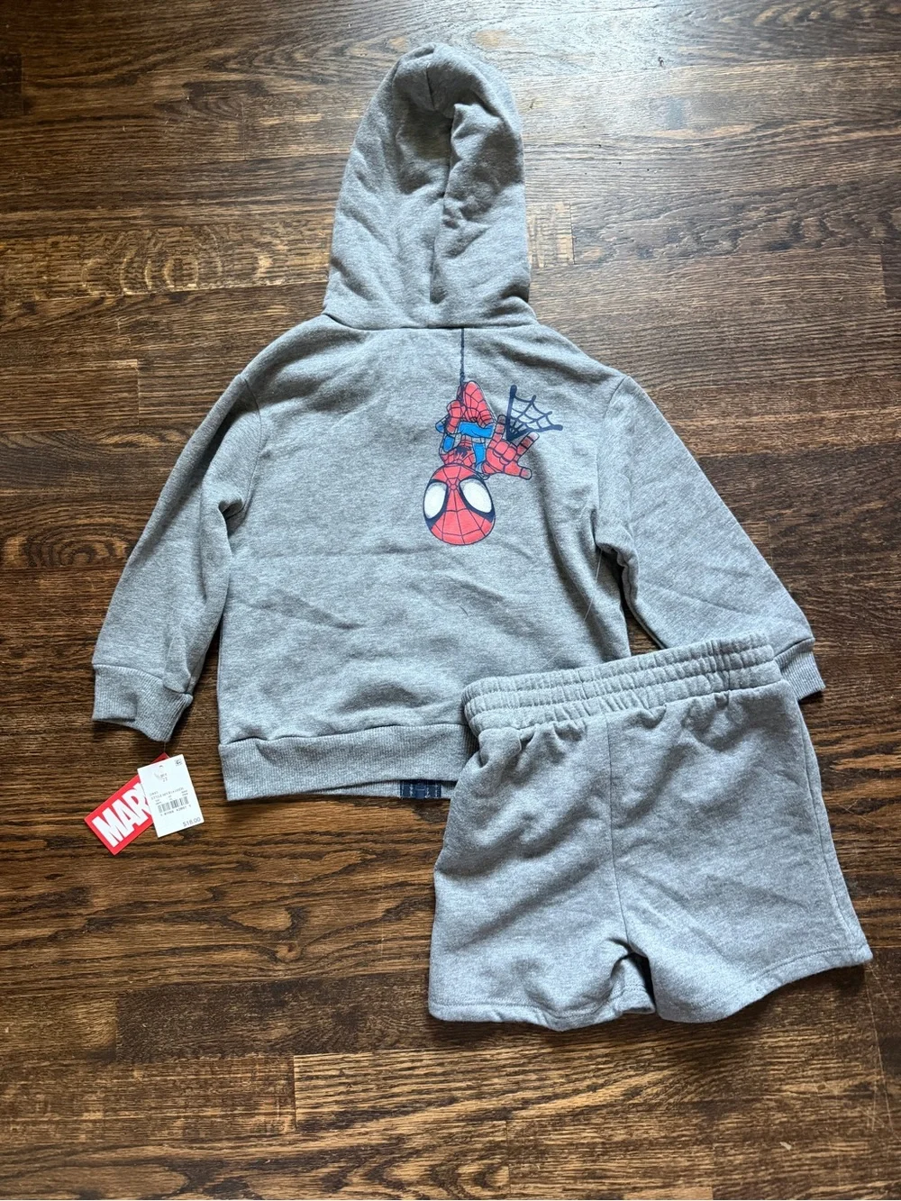 Marvel Spidey Toddler Boys Zip Up Hoodie and Shorts Set with Rainbow Stripe